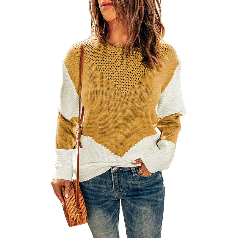 S.W. Women's crew-neck contrast color sweater