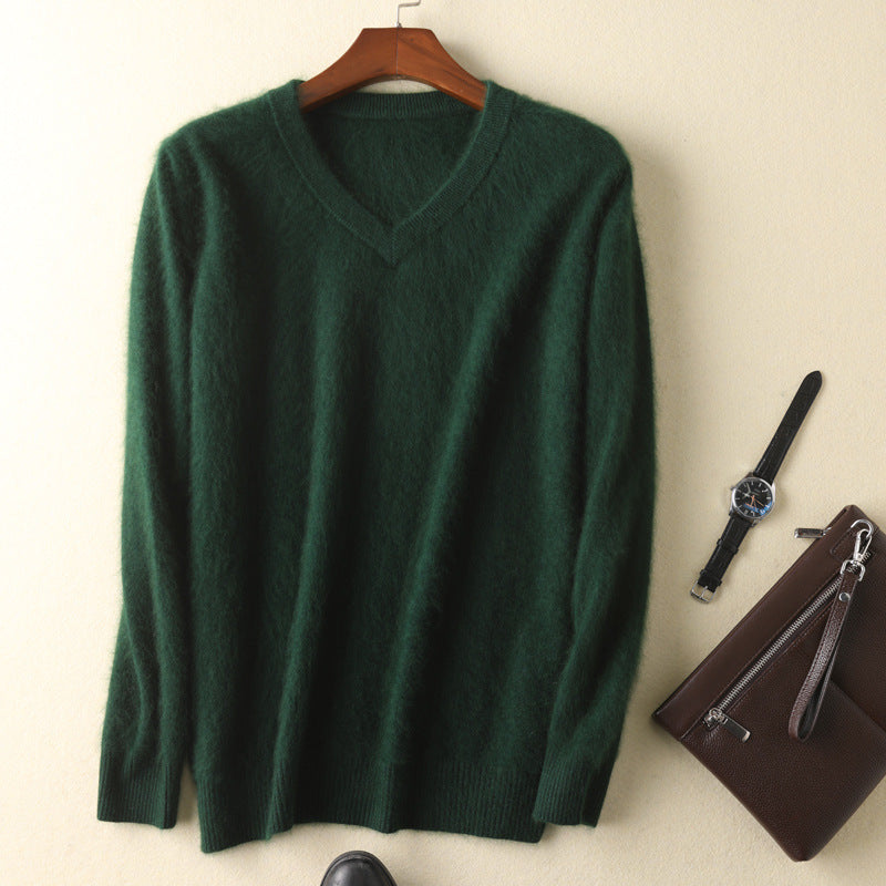 S.M.   Mink  V-neck pullover sweater