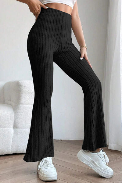 S.W.  Basic Bae Full Size Ribbed High Waist Flare Pants