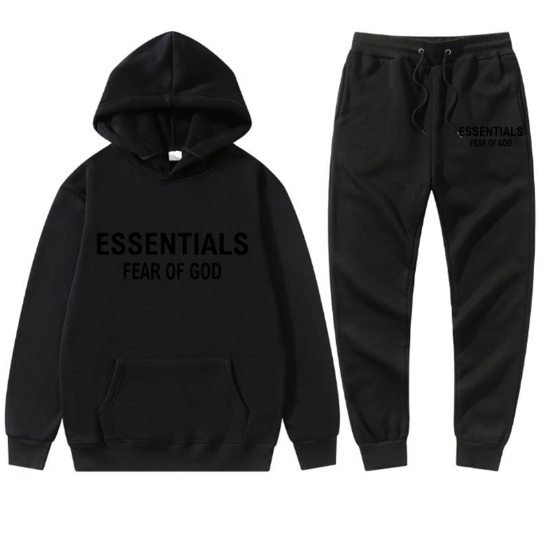 S.M. Cross-border ESSENTIALS double thread cotton hoodie hoodie + sweatpants