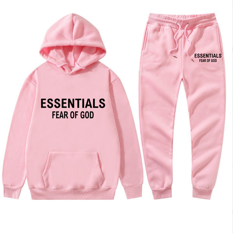 S.M. Cross-border ESSENTIALS double thread cotton hoodie hoodie + sweatpants