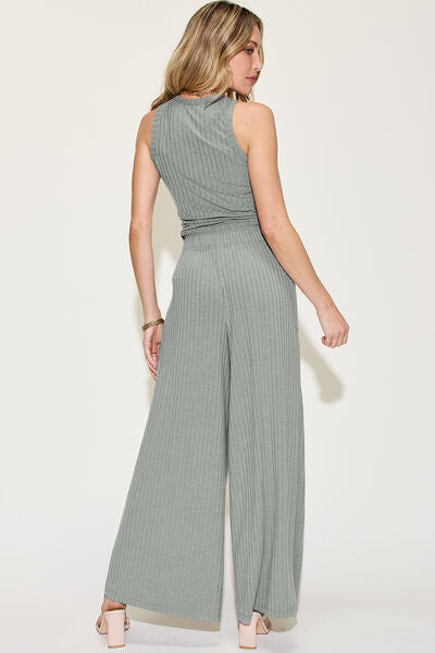 S.W. Basic Bae Full Size Ribbed Tank and Wide Leg Pants Set