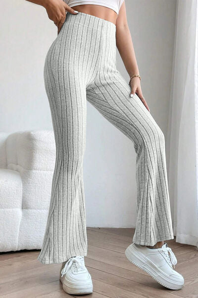 S.W.  Basic Bae Full Size Ribbed High Waist Flare Pants