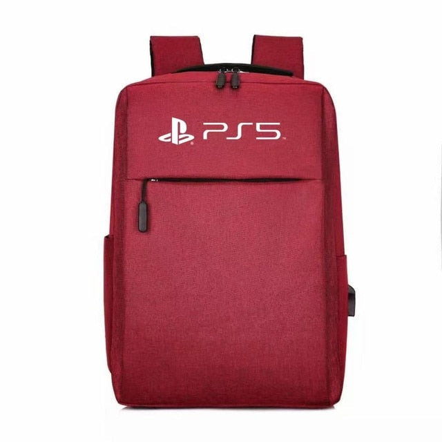 a red backpack with the playstation logo on it